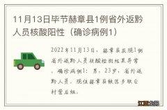 确诊病例1 11月13日毕节赫章县1例省外返黔人员核酸阳性