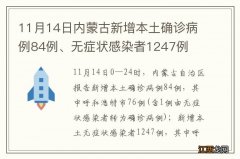 11月14日内蒙古新增本土确诊病例84例、无症状感染者1247例