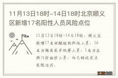 11月13日18时-14日18时北京顺义区新增17名阳性人员风险点位