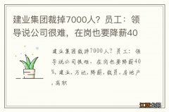 建业集团裁掉7000人？员工：领导说公司很难，在岗也要降薪40%