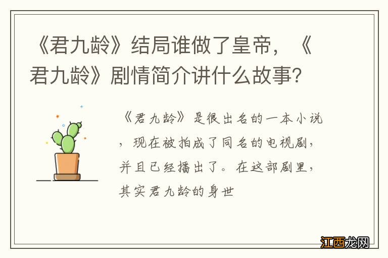 《君九龄》结局谁做了皇帝，《君九龄》剧情简介讲什么故事？