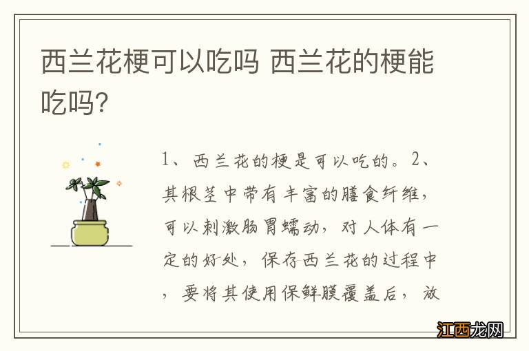 西兰花梗可以吃吗 西兰花的梗能吃吗？