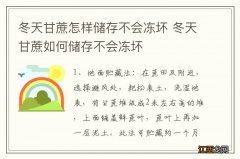 冬天甘蔗怎样储存不会冻坏 冬天甘蔗如何储存不会冻坏