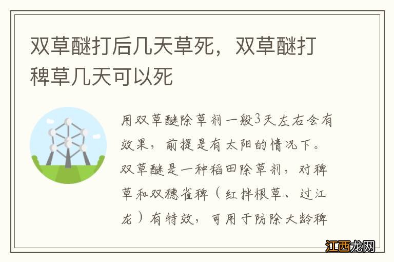 双草醚打后几天草死，双草醚打稗草几天可以死