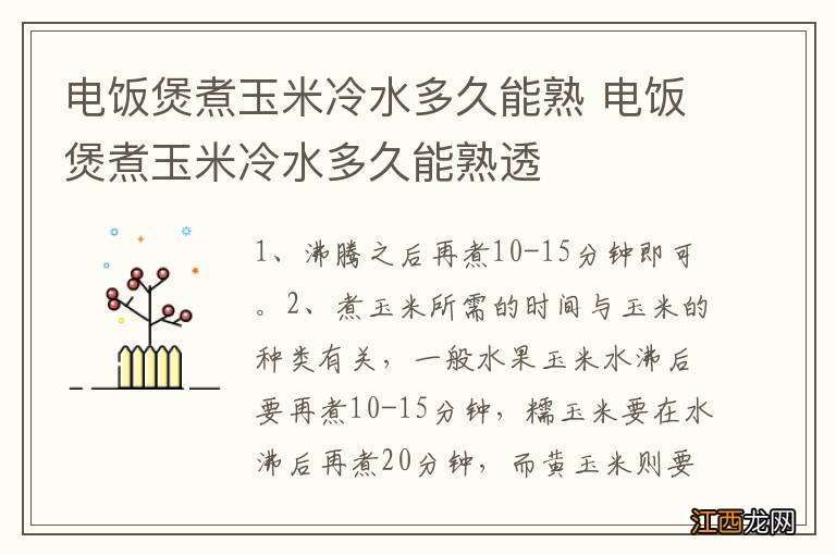 电饭煲煮玉米冷水多久能熟 电饭煲煮玉米冷水多久能熟透