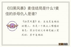 《扫黑风暴》麦佳结局是什么?麦佳的杀母仇人是谁？