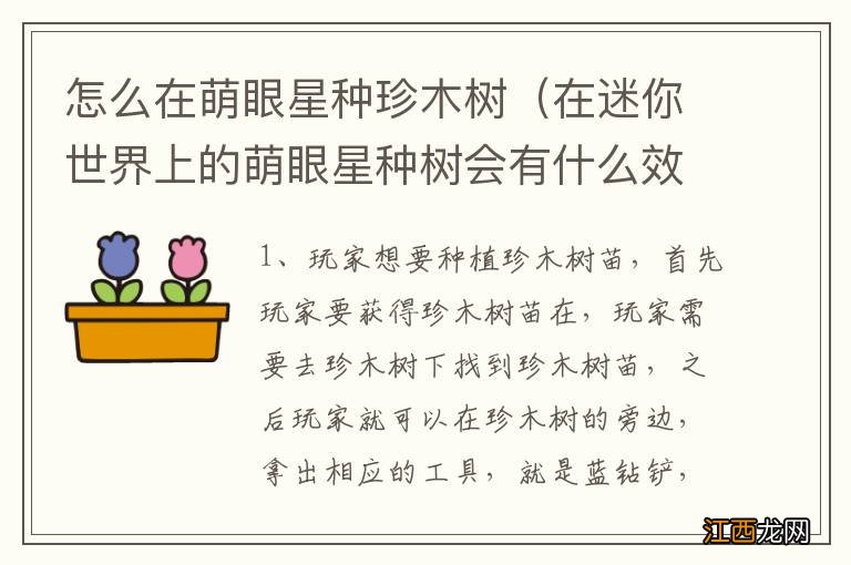 在迷你世界上的萌眼星种树会有什么效果? 怎么在萌眼星种珍木树